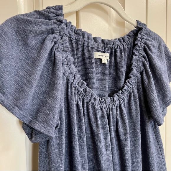 Max Studio Womens Jersey Knit Dress Ruffle Sleeves Tiered Skirt in Blue, Size S - Picture 7 of 8